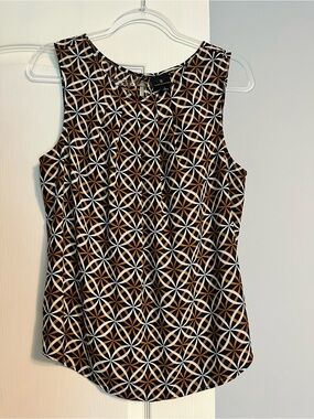 Worthington Black, Brown & White Geometric Sleeveless Top